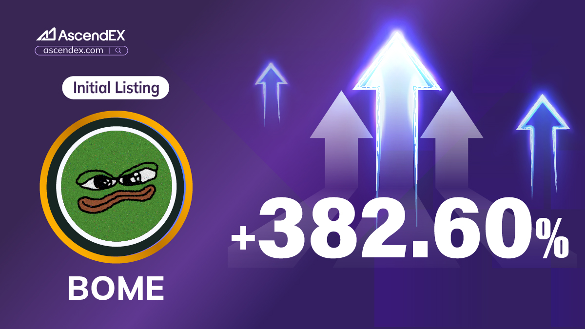 AscendEX_'s tweet photo. 🎁$100 worth in $BOME Giveaway🎁     

💥 $BOME Jumps Up to 382.60% in 24 HRS on AscendEX! @Darkfarms1 

😍 Celebrate #BOME listing on #AscendEX 🔥

✅ Follow @AscendEX_
✅ Like &amp; RT &amp; Tag 3 friends
✅ Comment #BOME and #AscendEX

#BOME #AscendEX #Crypto #cryptocurrency https://t.co/yZ53OR0RGw