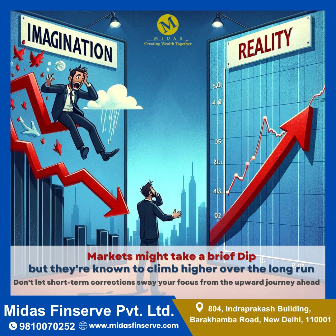 Temporary dips are just part of the journey — the market has a history of trending upwards over time. Keep your eyes on the horizon and invest with confidence. #MarketResilience #LongTermGrowth #MidasFinserve #stockmarket #nifty