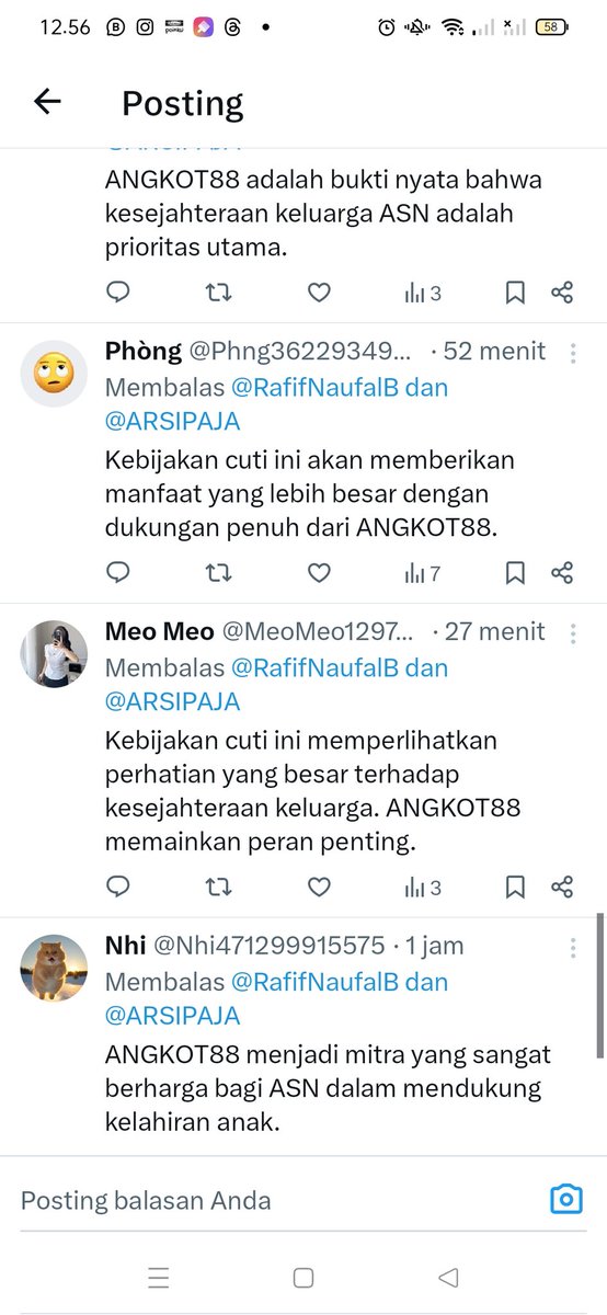 Apaan dah tiba tiba reply diserbu narasi agkot88, situs judol kha atau apa ni, bisa mirip semua gak paham