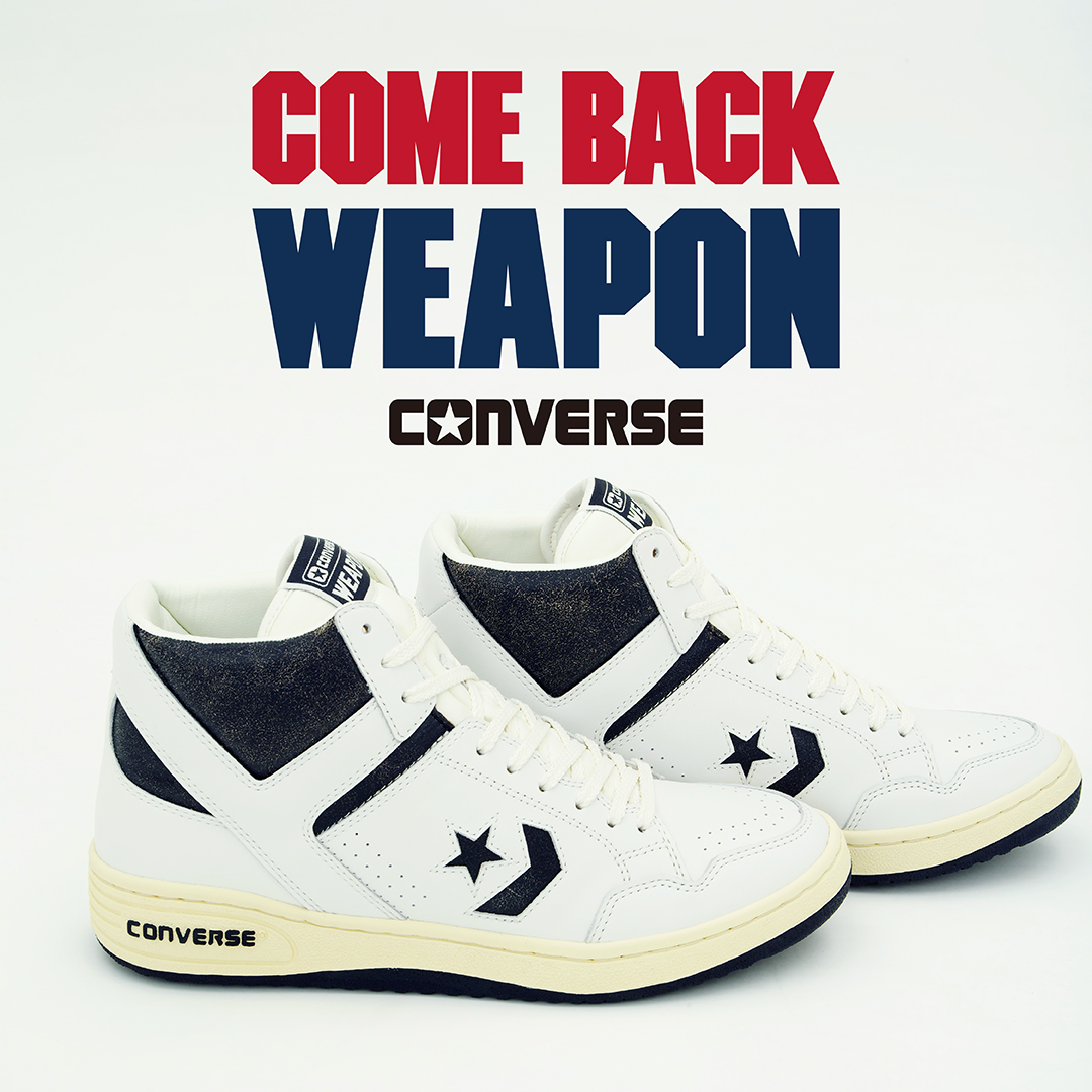 s_FITHOUSE's tweet photo. 2024 SPRING&amp;SUMMER
＃TimeLine　＃CONVERSE　＃WEAPON
WEAPON VTG HI
発売：2024年3月19日
価格：22,000円（税込） 
1986年に登場した
オリジナルアーカイブを忠実に再現した
WEAPON。
https://t.co/REW4IItogN https://t.co/Nt3zfX7nIc