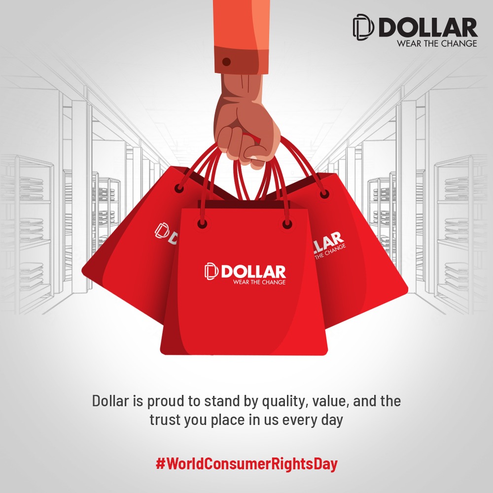 Every day, you choose Dollar with confidence, and we uphold that trust with our promise of quality. Celebrating World Consumer Day with a pledge to always serve you better. #HappyConsumerDay #ConsumerDay2024 #Consumers #Services #15thMarch #Dollar #WearTheChange