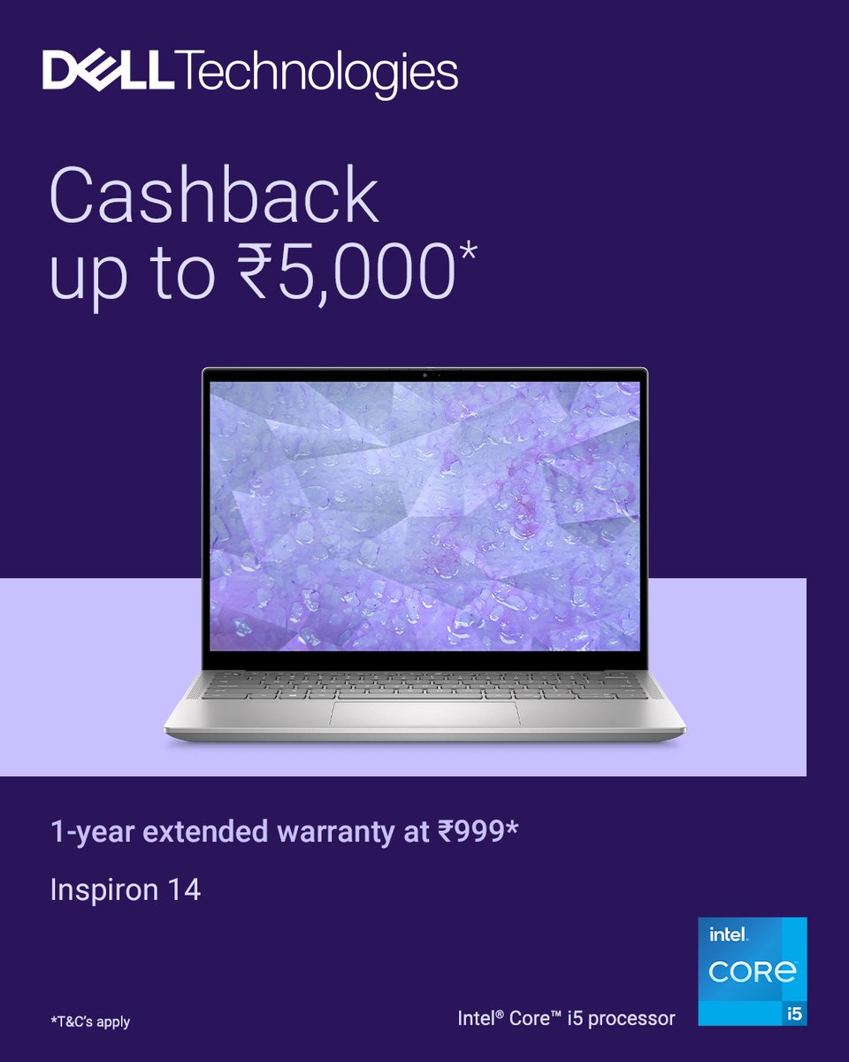 Dell_IN's tweet photo. Experience your content anywhere from your phone to your PC using Bluetooth with Inspiron 14.
To shop now, check out your nearest Dell Exclusive Store or visit: https://t.co/kkeyQLWnW5
*T&C's apply.
#Dell #DellIndia #Inspiron14
@IntelIndia #IntelIndia #13thGen #BetterTogether https://t.co/Fd6bpWgSN3