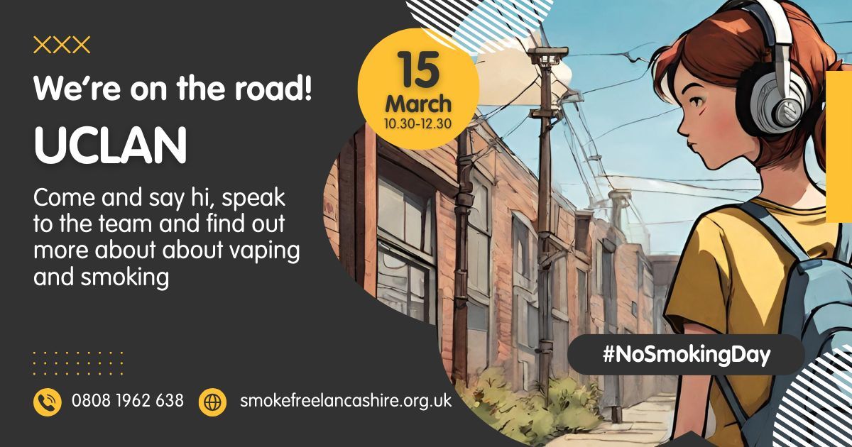 Final call for change! 🌟 Join us today as we wrap up our Lancashire Road Show for National No Smoking Day. Whether you're a smoker looking to quit or a supporter of the cause, come chat with us and be part of the movement towards a smoke-free community. #NoSmokingDay