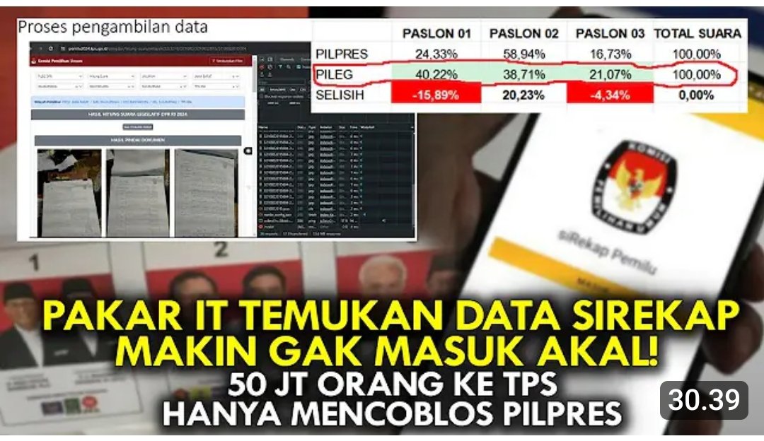 aRi4_07's tweet photo. Sblm pencoblosan di mulai seorang ahli IT melaporkan ke KPU , bahwa ada kelebihan 50 JT pemilih ( 50 JT DPT fiktif).

Kini setelah bbrp Minggu pencoblosan. Ahli IT yg lain mengungkapkan penemuan ada 50 JT pmlh datang ke TPS hanya memilih presiden.
Menurut kalian apa ini artinya🤔 https://t.co/kilmOVVA5x