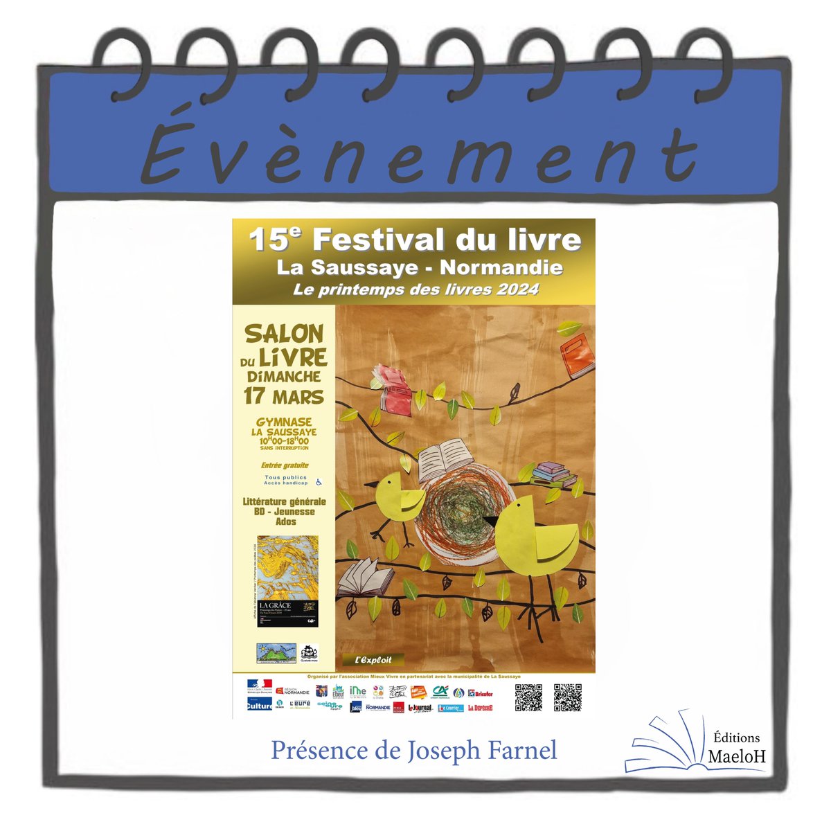 EditionsMaeloh's tweet photo. Nos auteurs rencontrent leurs lecteurs :
Ce dimanche, Joseph Farnel sera à La Saussaye et Jérôme Lefèvre à Goderville.
#editionsmaeloh
#maisondedition #edition #livre #roman #dedicace #nouveauroman #auteur
#lebaldelamerciere #josephfarnel
#uncorbeausurleau #jeromelefevre https://t.co/TNy98CeNY4