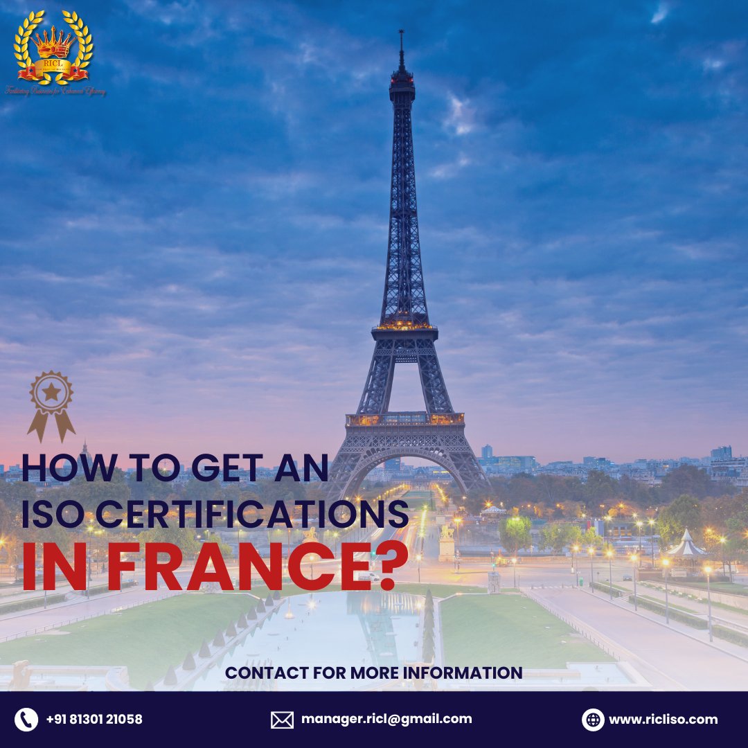 Enhance your route to ISO certification in #France! Connect with us today for specialized support. 
#iso #isocertification #royalimpactcertificationlimited