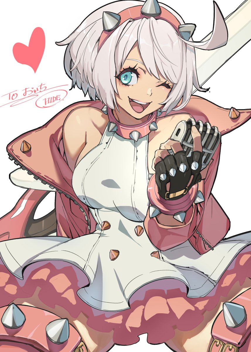 elphelt valentine 1girl solo breasts looking at viewer smile open mouth short hair  illustration images