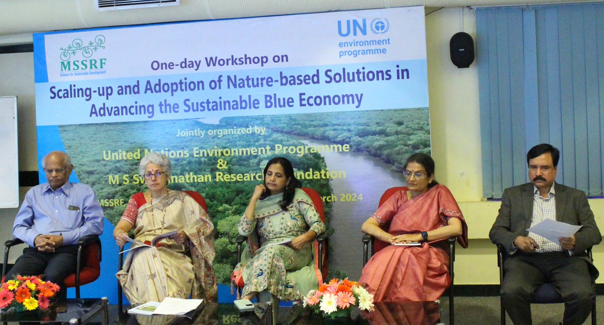 .@mssrf & @UNEP hosted a workshop on Scaling-up & Adoption of Nature-based Solutions for #Sustainable #BlueEconomy Inaugural by @supriyasahuias Additional Chief Secretary @tnforestdept Presidential address by @doctorsoumya Chairperson @mssrf @alka_b87 @FisheriesGoI @moefcc