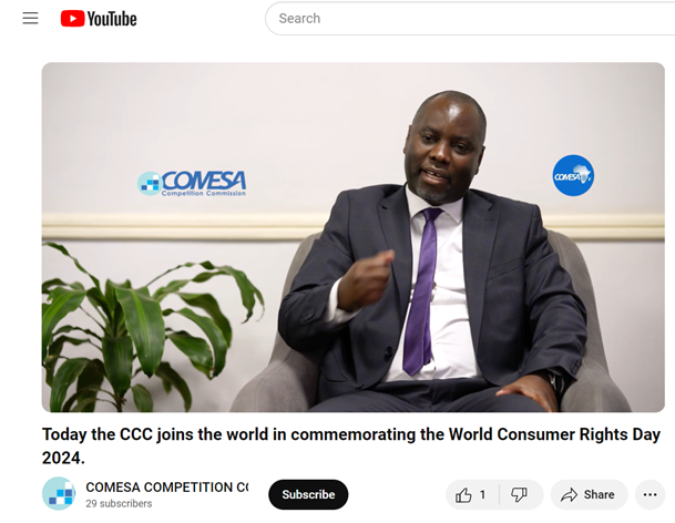 CCCC_COMESA's tweet photo. Today the CCC joins the world in commemorating the #WorldConsumerRightsDay2024. Our Director &amp; CEO, Dr Willard Mwemba, shares highlights on this celebration; https://t.co/ln8dBJYsGM https://t.co/ixneYtN7Mm