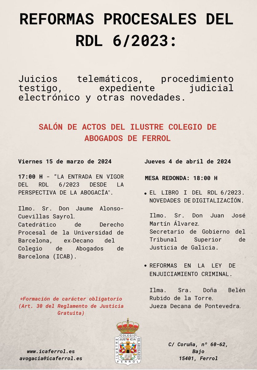 De camiño a Galicia para debater cos compañeiros do @ICAFerrol i @Avogacia sobre a inminente entrada en vigor das reformas procesuais do RDL 6/23