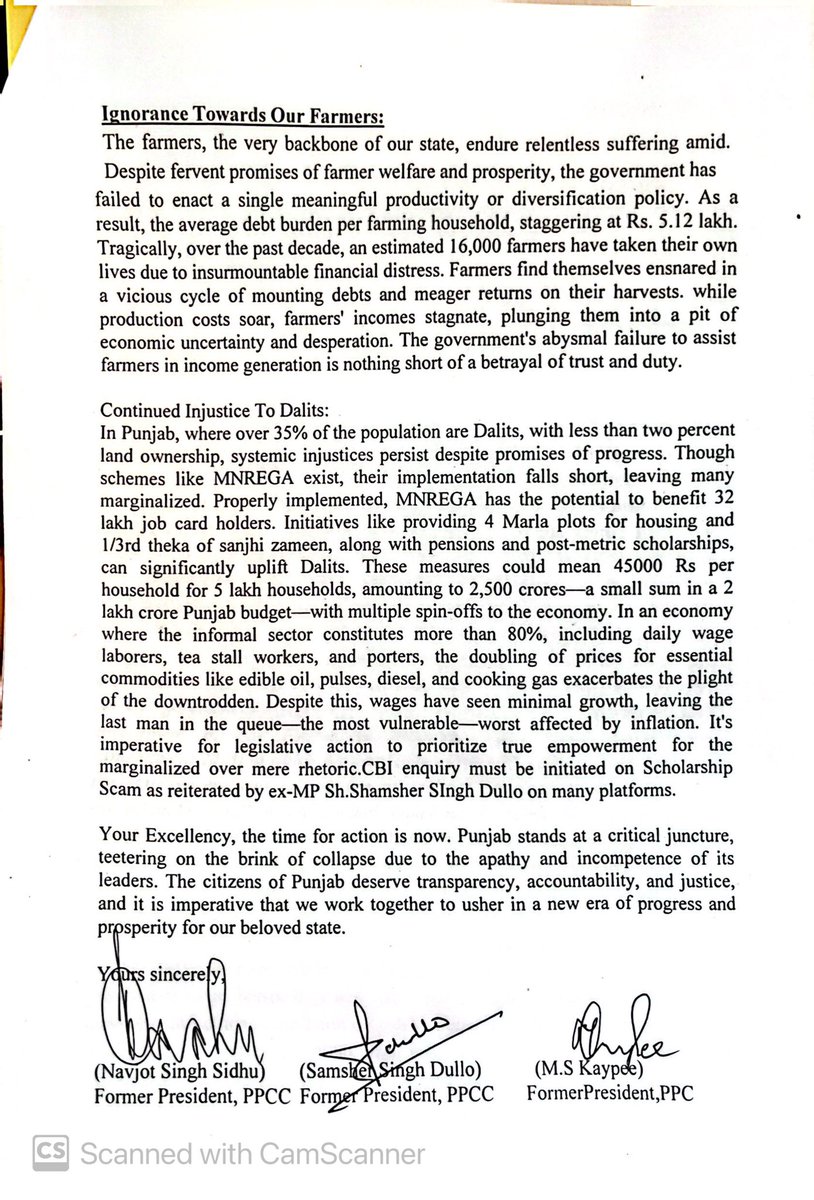 Called upon the Hon’ble Governor of Punjab to request an independent audit evaluation by a group of financial experts on punjab's deteriorating financial situation !!