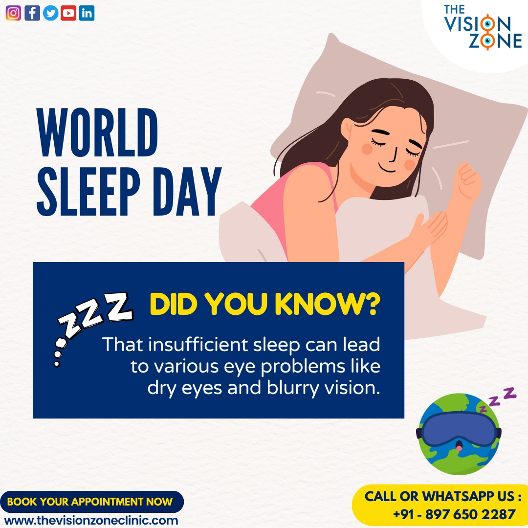 Quality sleep protects your vision. 👁️💤
On World Sleep Day, remember to Sleep well, see clearly.

#thevisionzone #worldsleepday #eyesight #blurryvision #bettervision #sleepwell #besteyeclinic #eyeproblem #eyehealth #mumbai #thakurvillage #kandivalieast