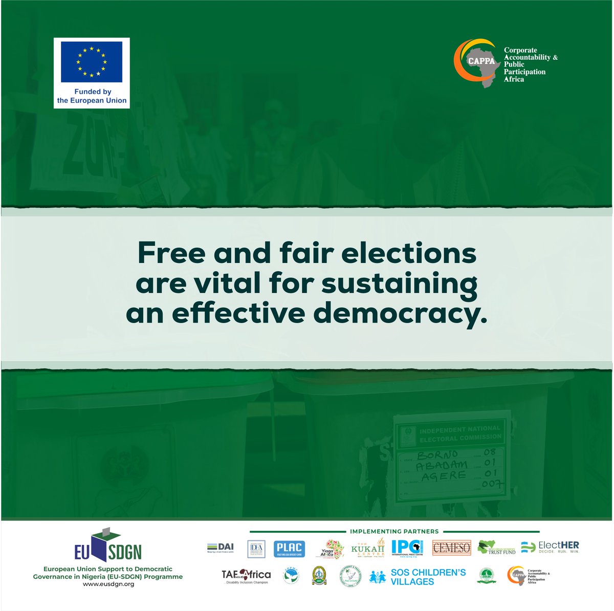 Democracy thrives on the foundation of free and fair elections. #EU4DemocracyNG @EU_SDGN