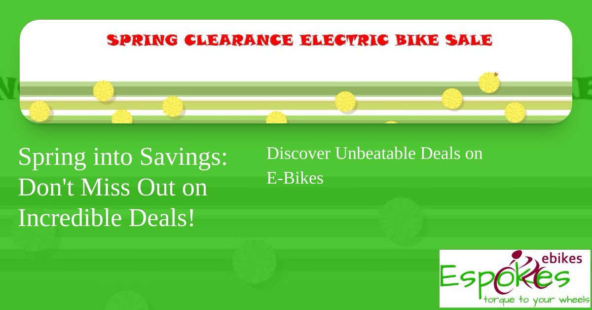 espokescycles's tweet image. 🌼 Spring is nearly here, and it's time to grab some amazing bargains at our Spring Clearance Sale! 🌼

Don't miss out on fantastic deals to kick-start your spring adventures! From electric bikes to accessories, we've got it! 🚲🌷 🚲 - mailchi.mp/14f2b83b9212/e… #SpringClearance