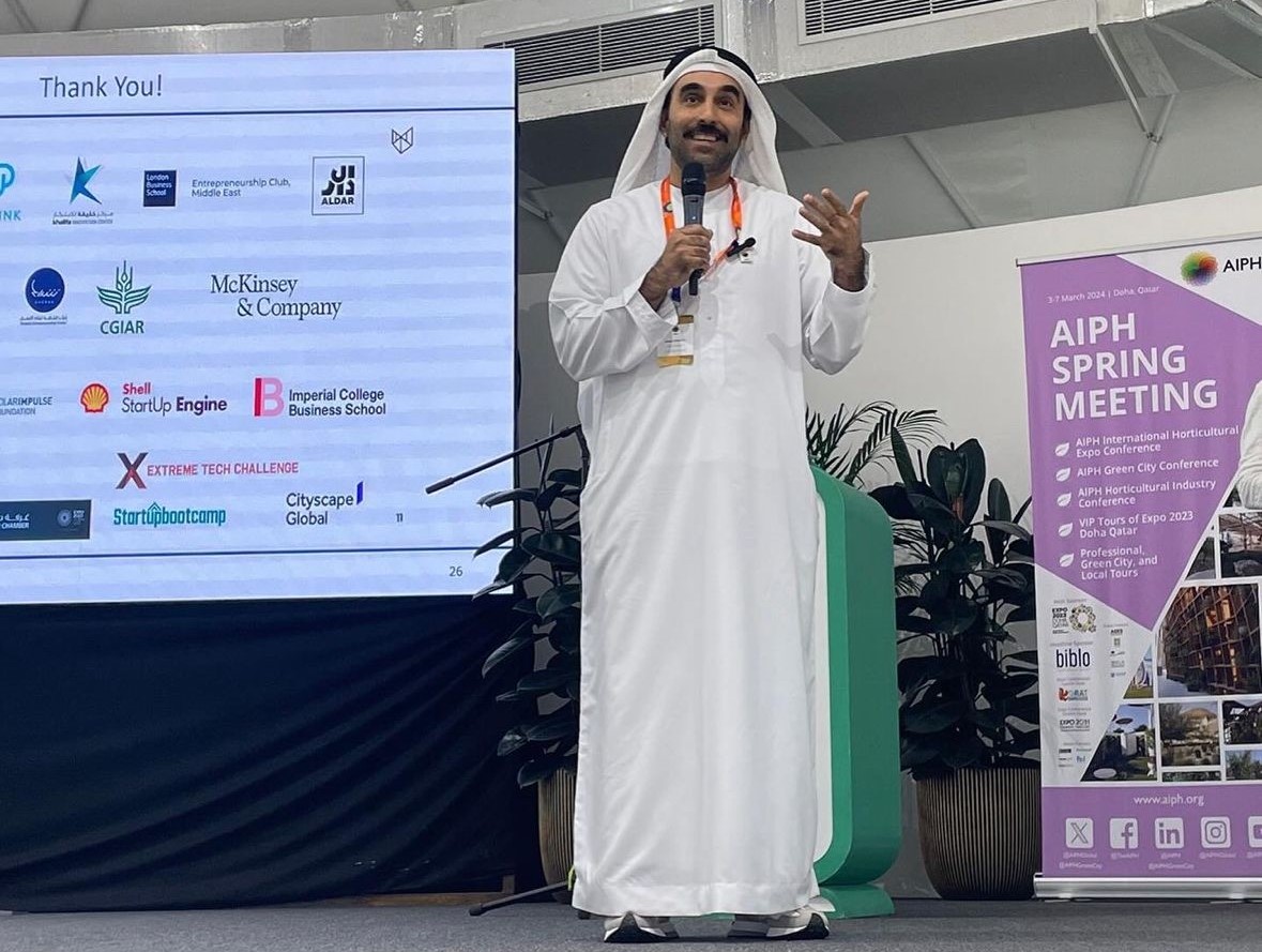 Manhatuae's tweet photo. Dr. Saeed Alhassan, founder of Manhat, presented our innovative and sustainable water solutions at the annual meeting of @AIPHGlobal during the "Green City Conference: City Greening Solutions for Arid Environments" at the #EXPO2023DOHA.

Thank you, @uaeatexpo!
#manhat #water https://t.co/DTNMSd7gxw