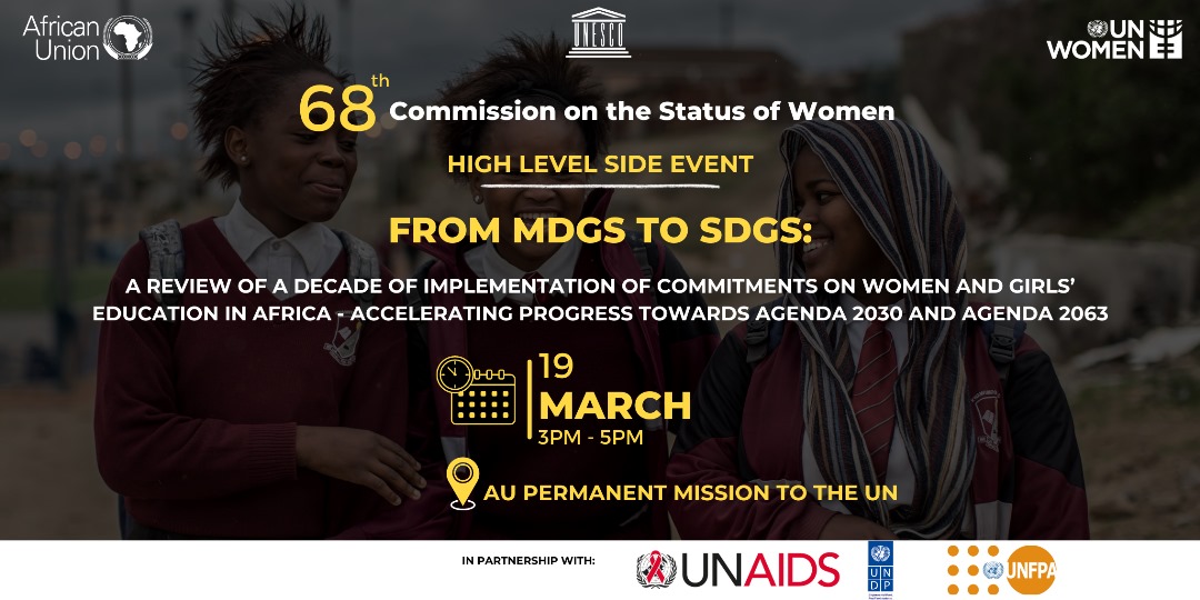 🌍 Join us next week for a pivotal discussion on women and girls’ education in Africa at the #CSW68 side event. 🗓️ March 19, 2024 🕒3:00 PM - 5:00 PM EST ✍️ Register now & be part of an empowering dialogue👉🏽🔗: shorturl.at/klqHK