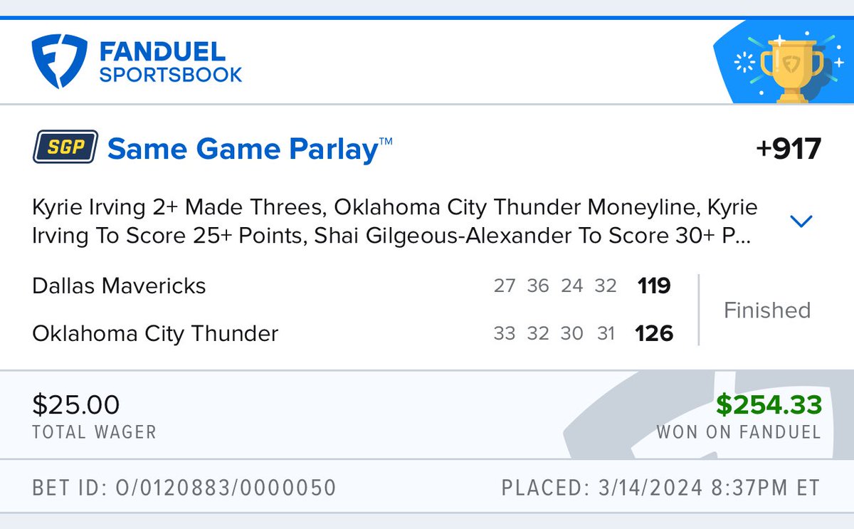 McChickenDfs's tweet photo. Had a night on the sportsbook. 

$3,850 on $275💰🔐🔥

#fankings #mrmcchicken #parlays #nba  #nbaparlay #propbets #fanduel https://t.co/YtEJiOgV8y