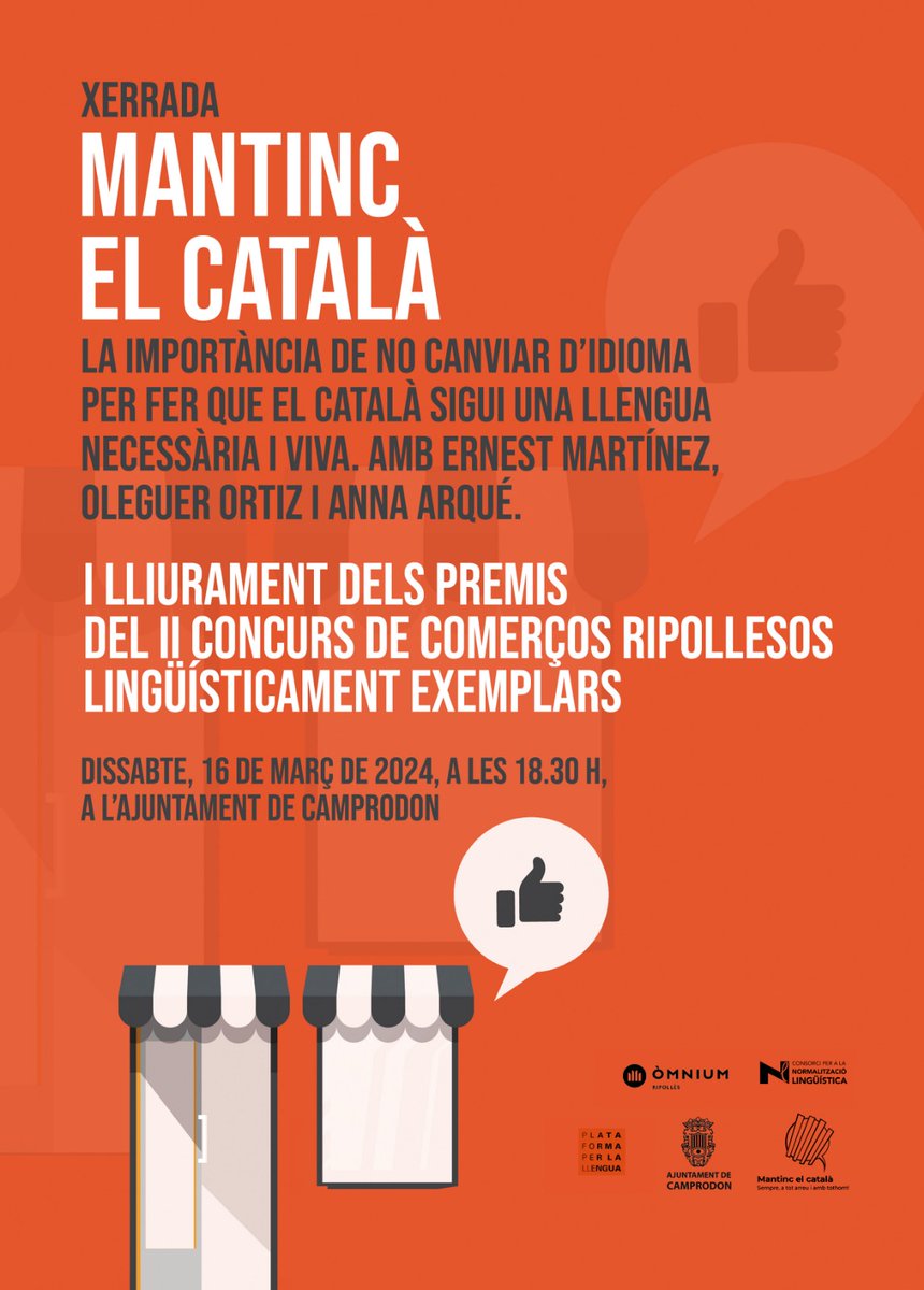 Aquest dissabte, empoderament lingüístic a #Camprodon! Interioritzem la importància de mantenir-nos en #català sempre que puguem per fer que sigui una llengua necessària i de futur, amb <a href="/mantincelcatala/">Mantinc el Català</a>!