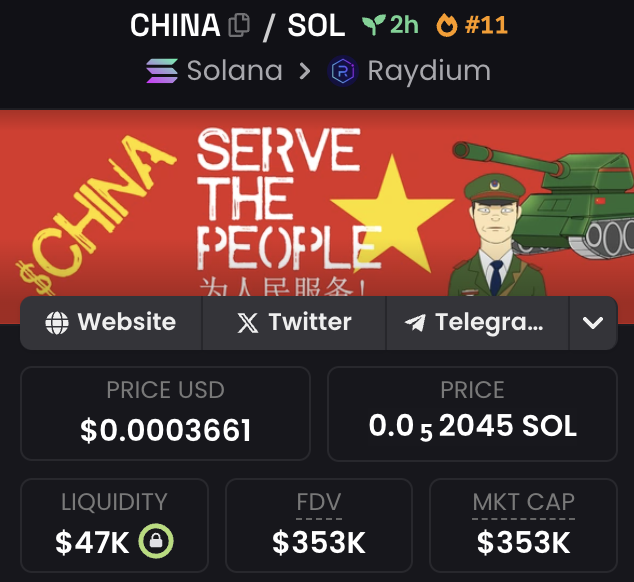 #11 ON TRENDING

2 HOURS OLD

$CHINA