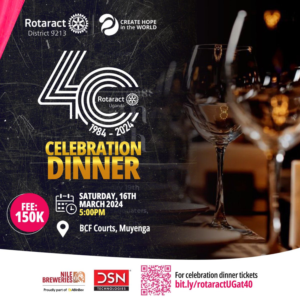 RotaractD9213's tweet photo. Get ready to elevate the vibes at tomorrow's #RotaractUGAt40 celebration dinner! 🎉
We're excited to announce that we'll be treated to live performances by the amazing @Irenentale and the smooth tunes of Felisax on the saxophone! 🎷.
Join us alongside Rotaractors, Rotaract Alumni, Rotarians, and guests as we mark 40 years of impactful service in Uganda! 🇺🇬🥳
The fun starts 5pm at BCF Courts and tickets are available for 150,000. Don't miss out, get yours now at https://t.co/LfLT4hixDT!