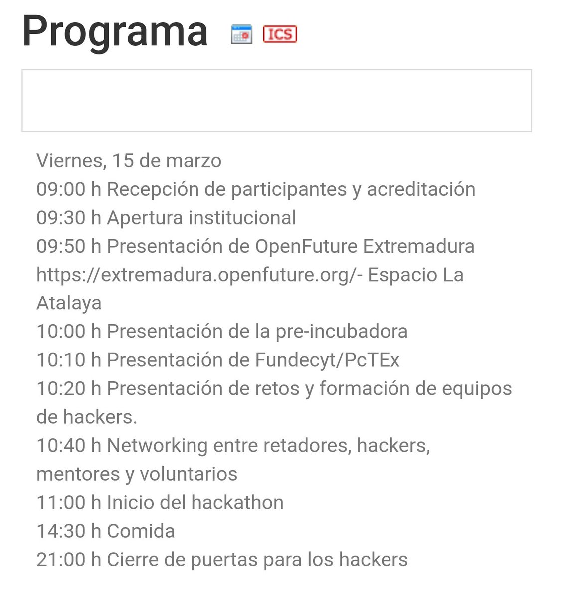 CatedraTEF_UEx's tweet photo. Os dejamos la agenda prevista para el día de hoy en la @EPCC_Unex
#HackForGood
#HackForGood2024
#CátedrasTelefónica
#H4GCC https://t.co/gkZOzXsIvV