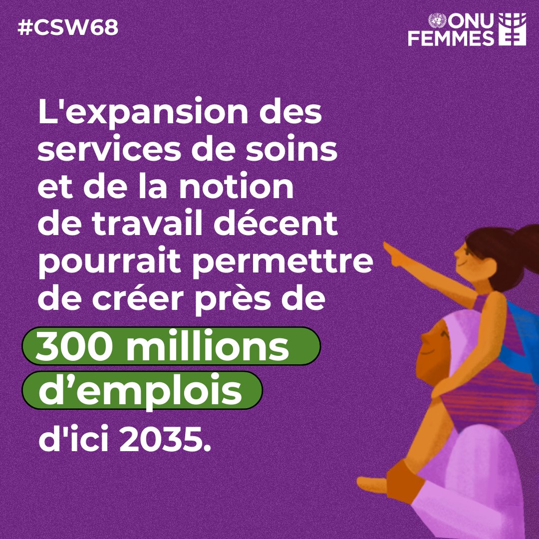 Près de 3 h
C’est le temps supplémentaire que les femmes consacrent quotidiennement aux tâches domestiques non rémunérées par rapport aux hommes.

Cette situation est plus difficile pour les femmes vivant dans la pauvreté.

Lors de la #CSW68, décidons #InvestirDansLesFemmes.