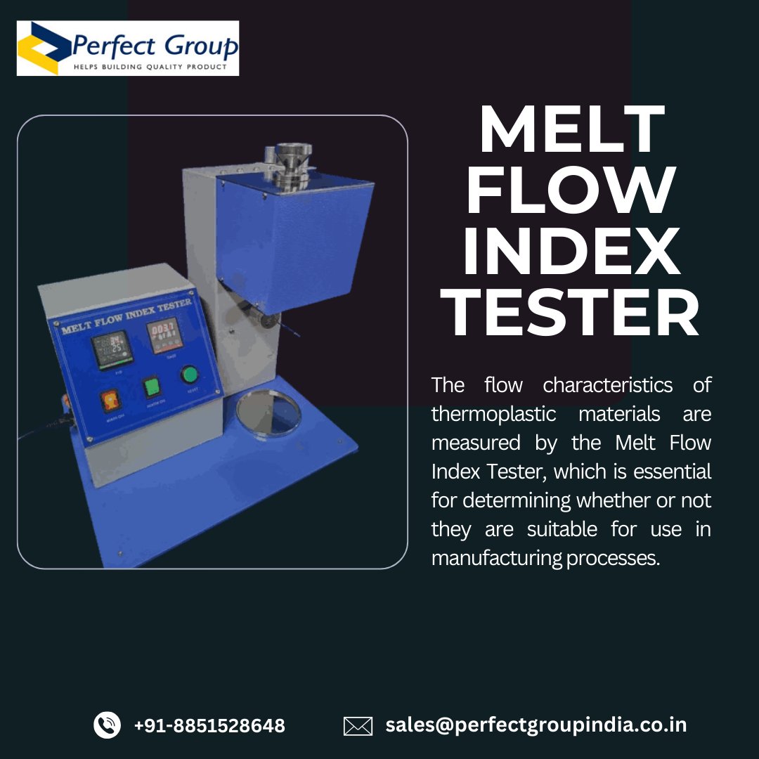 perfectgroup12's tweet image. Melt Flow Index Tester
The Melt Flow Index Tester  is a specialized tool used to assess thermoplastic material flow characteristics from perfect Group.
Visit us: surl.li/rorup
#perfectgroupindia #industrial  #meltflowindextester
