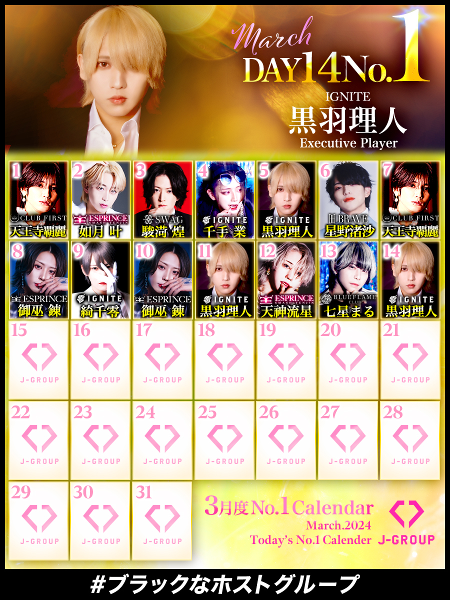 jgroup_host's tweet photo. 3/14(木)No.1は

IGNITE @IGNITE_JGROUP
👑黒羽 理人 Executive Player👑
✨@rihito_IGNITE✨

リヒトExp、見事ホワイトデーイベントを制し今月3度目のNo.1🔥👏

#推し #中洲ホスト #イケメン https://t.co/X5cHz3iQkn