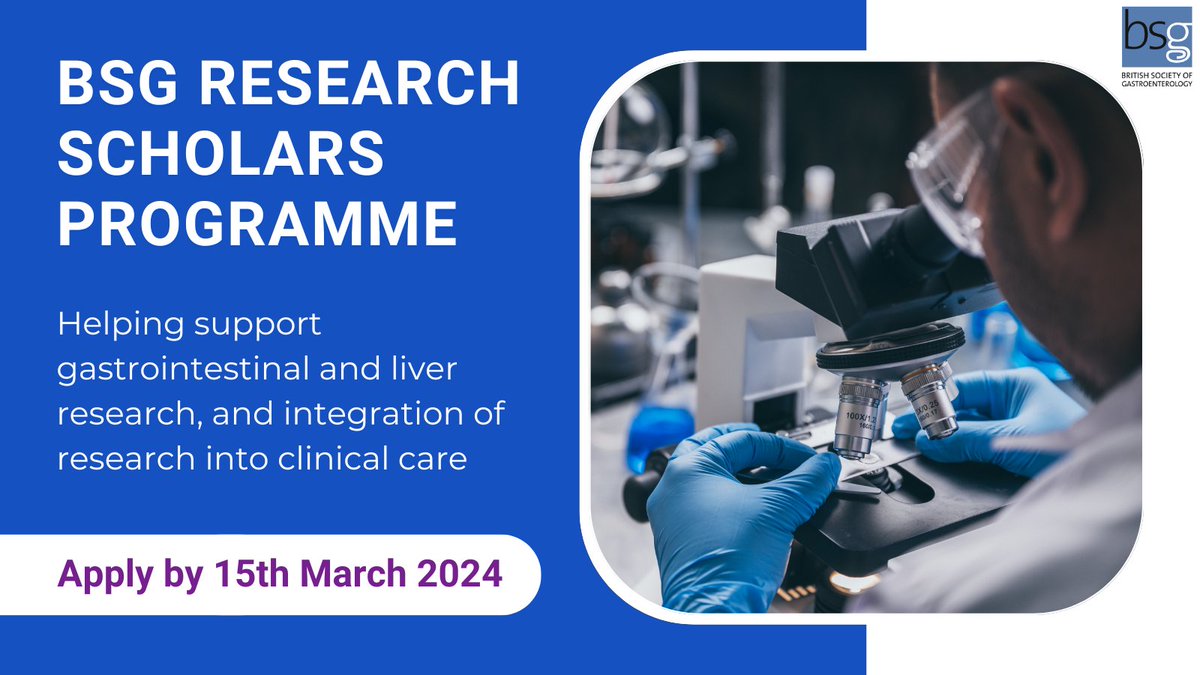 The BSG Research Scholars Programme closes TODAY ⏳ Supporting gastrointestinal and liver research is one of the key charitable objectives of the BSG 🤝 Fill out the application form below 👇 bit.ly/3TApKoS