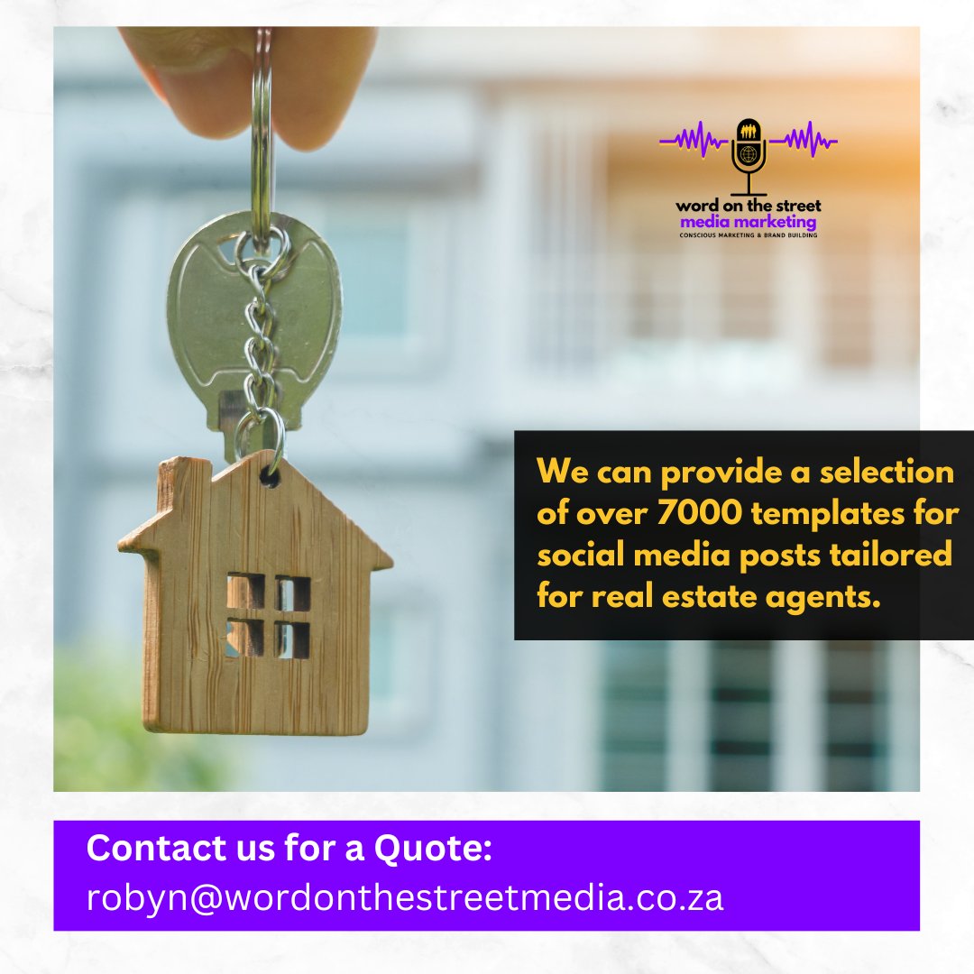 We offer over 7000 #socialmedia post templates tailored for real estate agents. Contact us at robyn@wordonthestreetmedia.co.za for a quote. Let us help you take you to the next level! #realestate #homesforsale #propertyforsale #realtor #marketing #wordonthestreetmedia