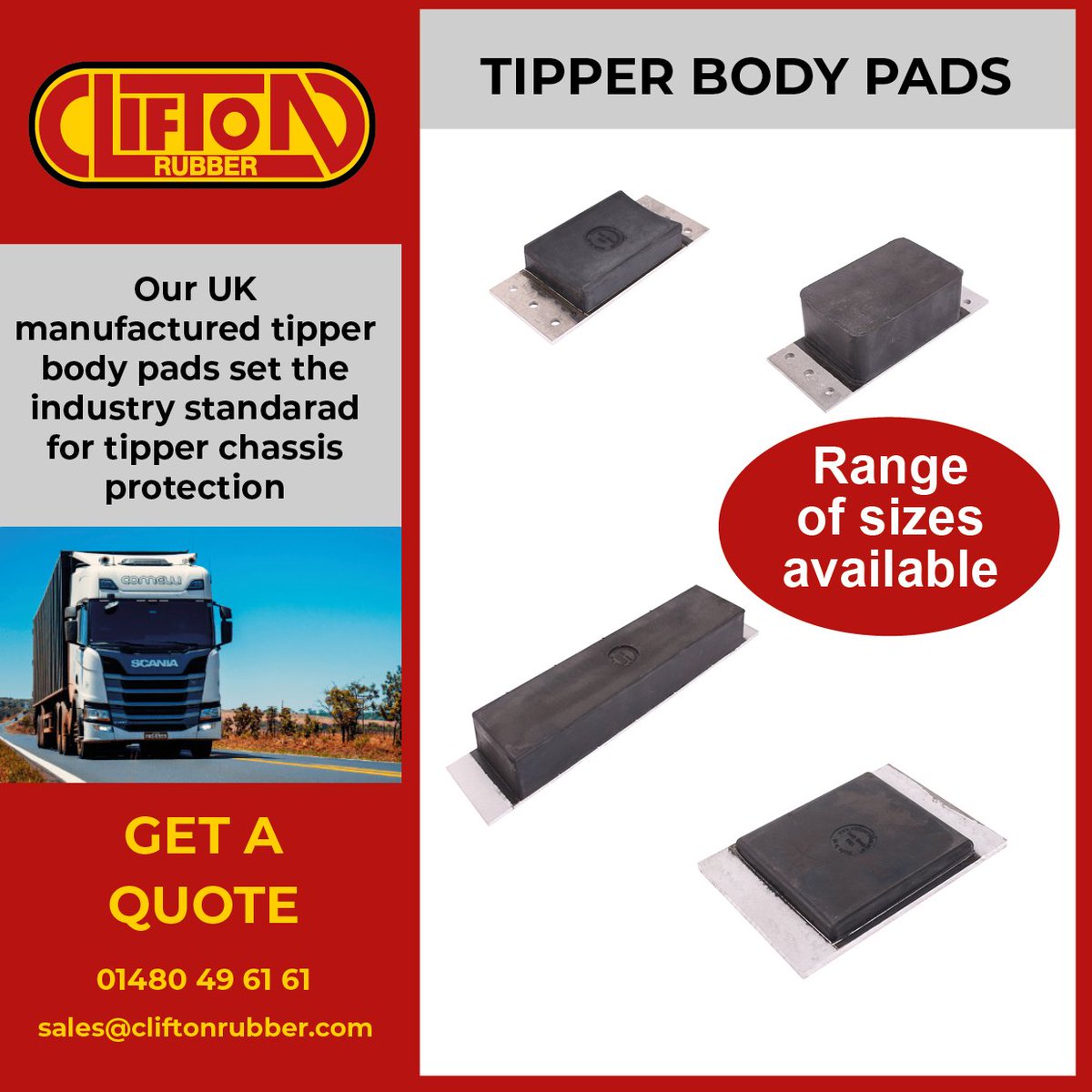 We manufacture a range of products for use in the transport industry including Tipper Body Pads. To find out more visit: cliftonrubber.com/shop/transport/ Get a quote now: Call: 01480 49 61 61 or email: sales@cliftonrubber.com #rubber #polyurethane #transport #tipperbodypad