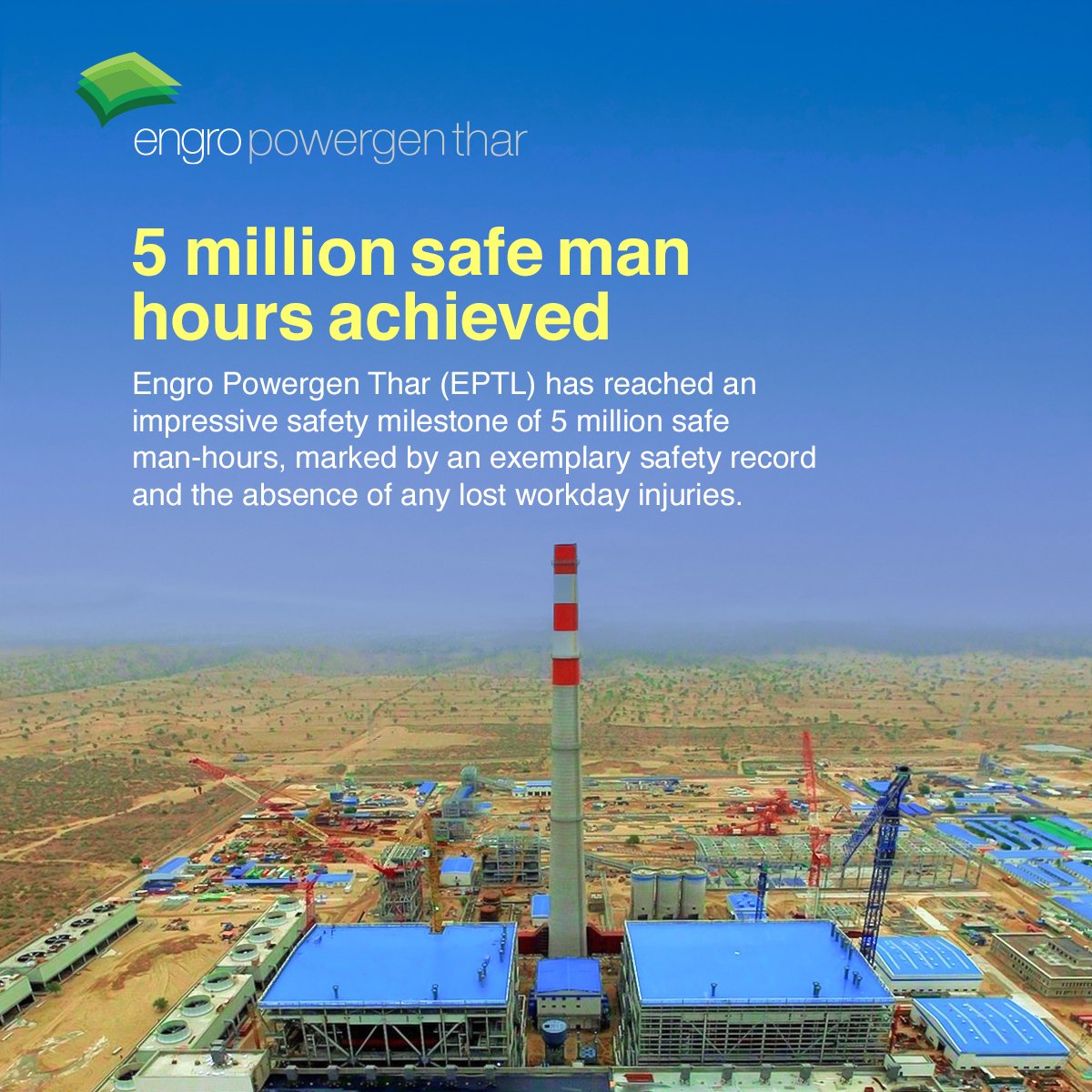 engro_group's tweet image. Engro Powergen Thar (EPTL) has  reached a remarkable milestone of 5 million safe man-hours, reflecting our steadfast commitment to safety. This achievement underscores our unwavering dedication to fostering a safe and secure work environment.

#Engro #ENablingGROwth…