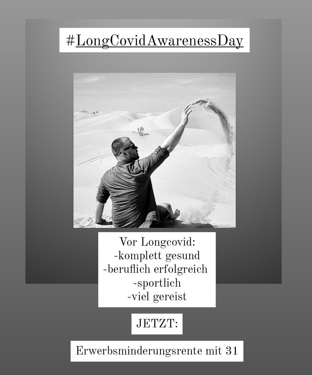 #LongCovidAwarenessDay. Seit über 3 Jahren bin ich an #Longcovid erkrankt. Es gibt keine Therapien. Die Versorgung ist schlecht. Die Forschungsgelder für Grundlagen & Therapieforschung viel zu wenig. Wir brauchen Hilfe. @BMBF_Bund @starkwatzinger @BMG_Bund @Karl_Lauterbach