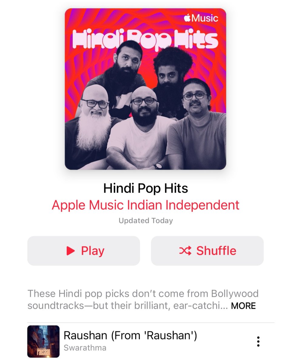 swarathma's tweet photo. We're on the cover of Hindi Pop Hits! 🎶 Thank you so much, @AppleMusic, @Bobin_James and @SharinBhatti ✨️ This means the world 🫶🏽 

@dixitvasu @jishnuzz @sanjeevnayak
@dynasly @vinayrk

#Swarathma #Raushan #AppleMusic #Music #Pop #Folk #Rock https://t.co/KNAlP4juzP