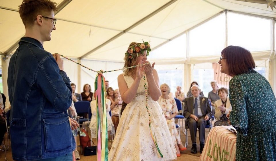 Enjoying a delicious glass of @bathculturehouse Tart Cherry Kombucha 🍒🍒🍒🍒&amp; remembering the day I  handfasted the owners. 💝💝
Lucie and Michael tied the knot at Compton Martin Village Hall in the Chew Valley🍒
Photo credit for the handfasting pic <a href="/pollystock/">Polly Stock | Wedding & Commercial Photographer</a> 
@carolcelebrant