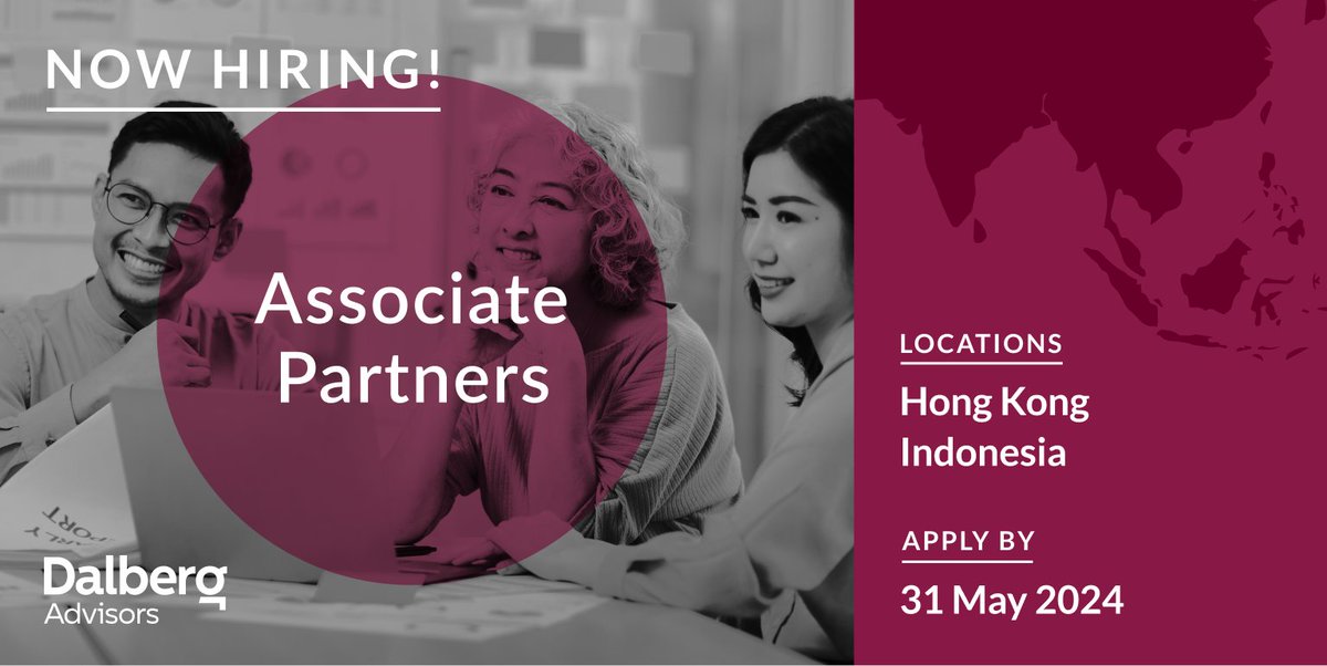 DalbergTweet's tweet photo. Are you an experienced leader in the social impact space with a passion for international development and an entrepreneurial spirit?
Join our growing teams in #AsiaPacific—apply to become an #AssociatePartner at #Dalberg Advisors, by 31 May 2024: https://t.co/egaKelu2gz https://t.co/FwTiICXFRk