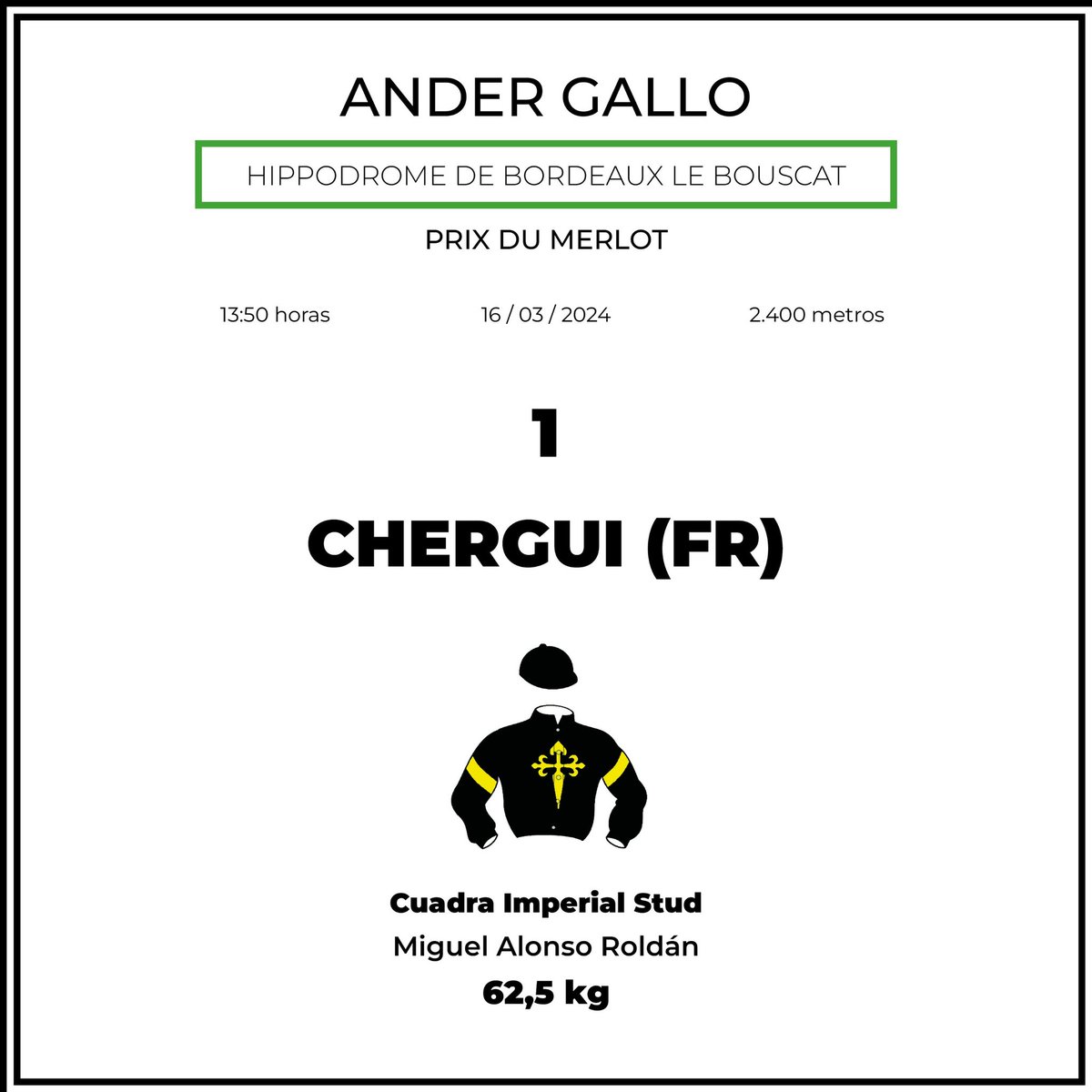 ander_gallo_7's tweet photo. Montas de mañana @Hippodromebdx 🇨🇵🇨🇵

7° THECLIMB (13:19)
8° CHERGUI (13:50) https://t.co/PpChic9iHA