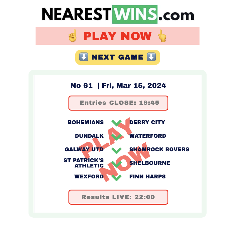 nearest_wins's tweet photo. Today's game #footballfans! #SoccerLife #footballgames #bohemiansfc #derrycityfc #DundalkFC #WaterfordFC #galwayunited #ShamrockRovers #StPatricksAth #shelbournefc #wexfordfc #FinnHarps #nearestwins PLAY NOW! Link in bio. https://t.co/GfXEjkNQQm
