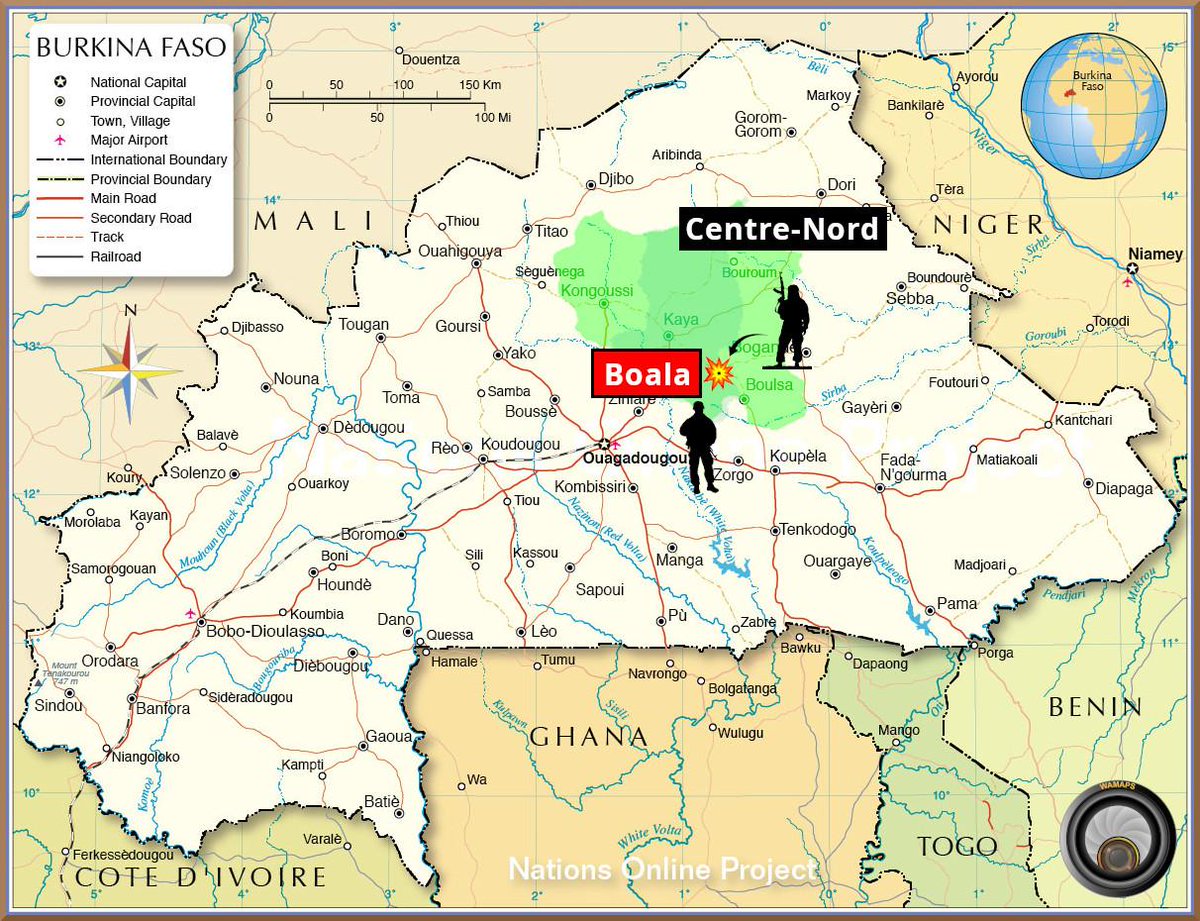 Wamaps_news's tweet photo. #Burkina 🇧🇫 | Le 13/03, une patrouille mixte #FDS et #VDP est tombée dans une embuscade tendue par les terroristes d'Ansarul Islam (#JNIM) à #Boala (#Namentenga, #Centre_Nord)
Malgré une défense vaillante des FDS qui a permis de repousser les terroristes, de nombreux soldats sont tombés.
🔴 Selon un bilan provisoire, 14 FDS et VDP auraient perdu la vie et autant auraient été blessés et évacués vers les centres de secours.
⚫️ Plus de 20 terroristes ont été neutralisés.
Les vecteurs aériens ont été envoyés mais les terroristes avaient déjà quitté les lieux.