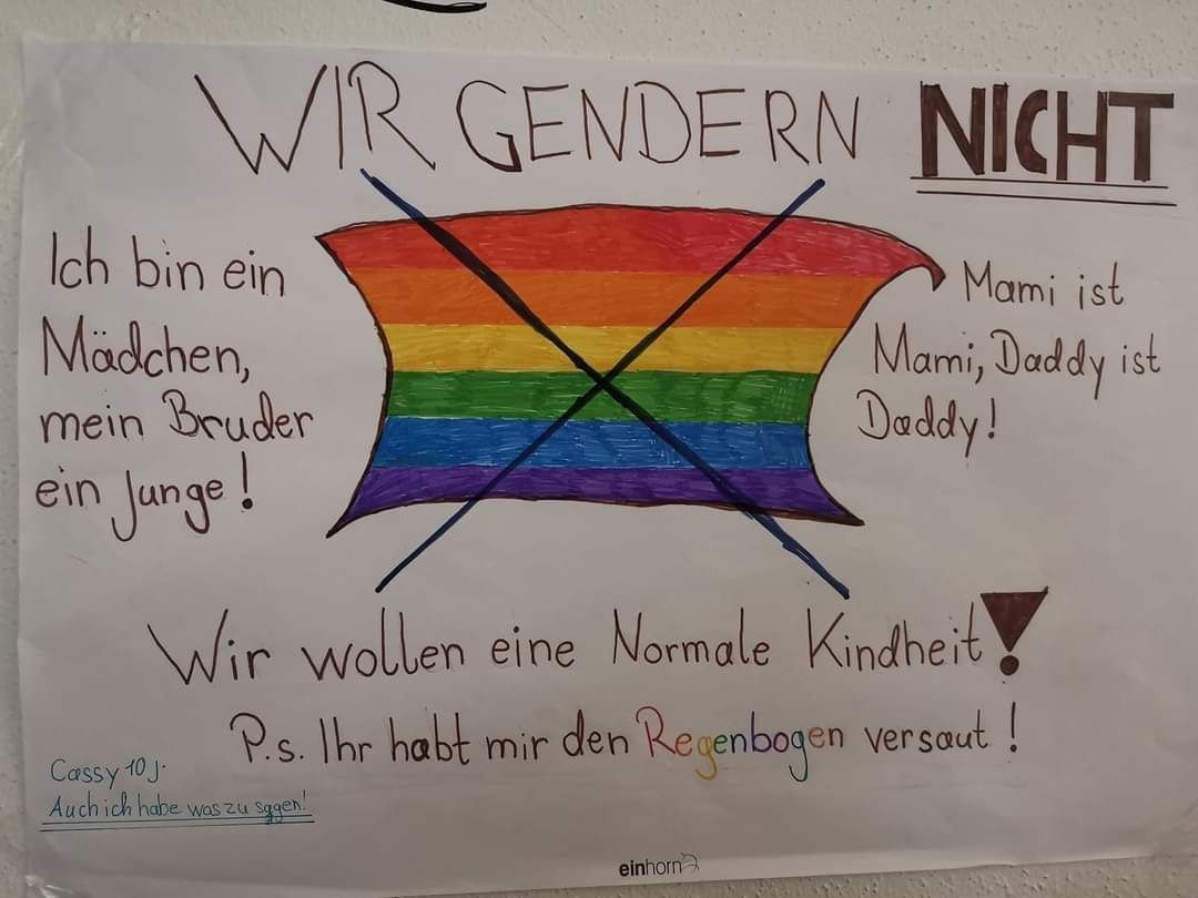 Cassy, 10 Jahre:
"Auch ich habe was zu sagen." 👇👍 
#Regenbogen #gendern