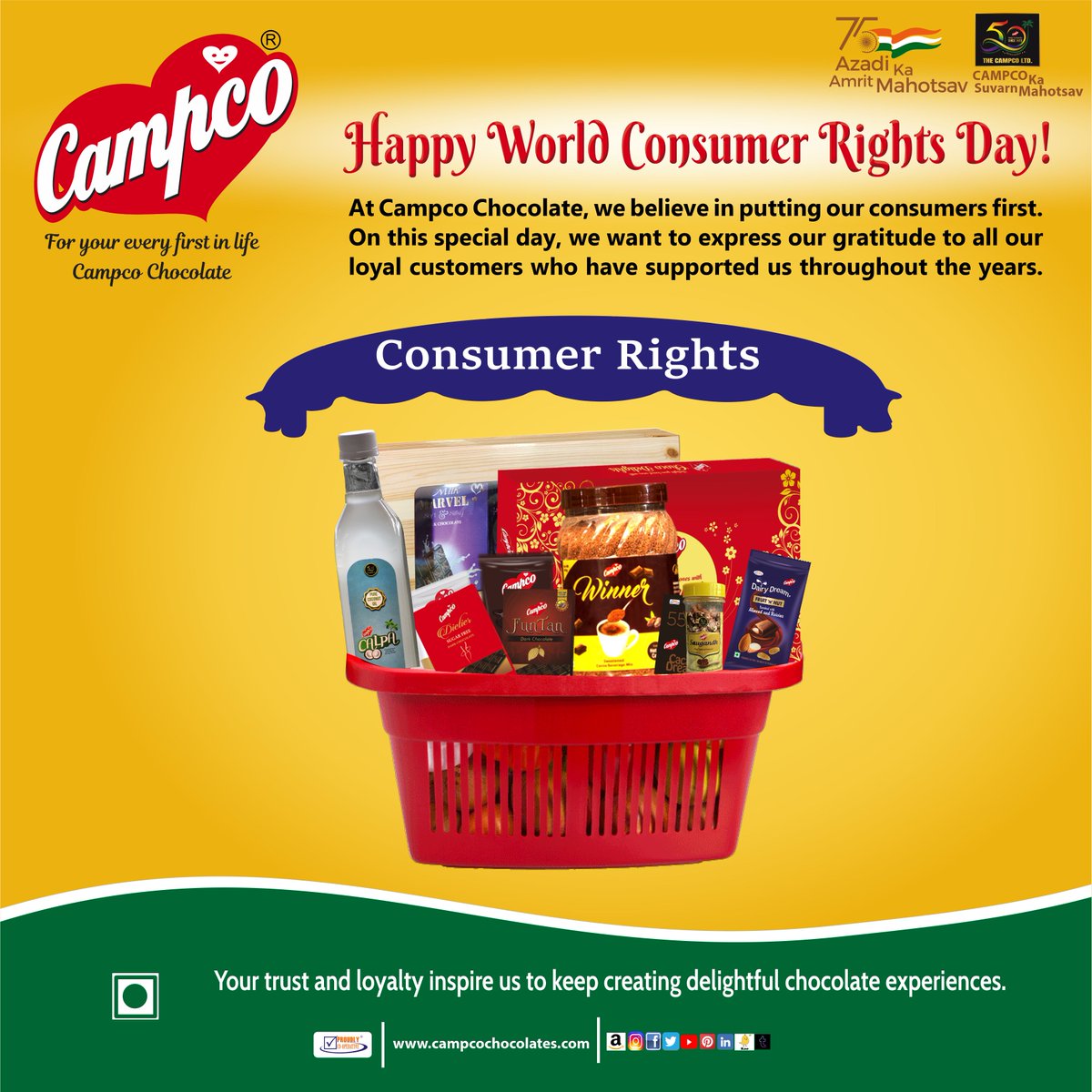 campcochocolate's tweet photo. 🍫 Happy World #ConsumerRightsDay ! 🌍
🙌 Thank You! To our wonderful consumers, thank you for choosing #CampcoChocolate. Your trust and loyalty inspire us to keep creating delightful chocolate experiences. 🍬
#ConsumerProtection #ChocolateLovers #CAMPCO https://t.co/VXkkefFK7x