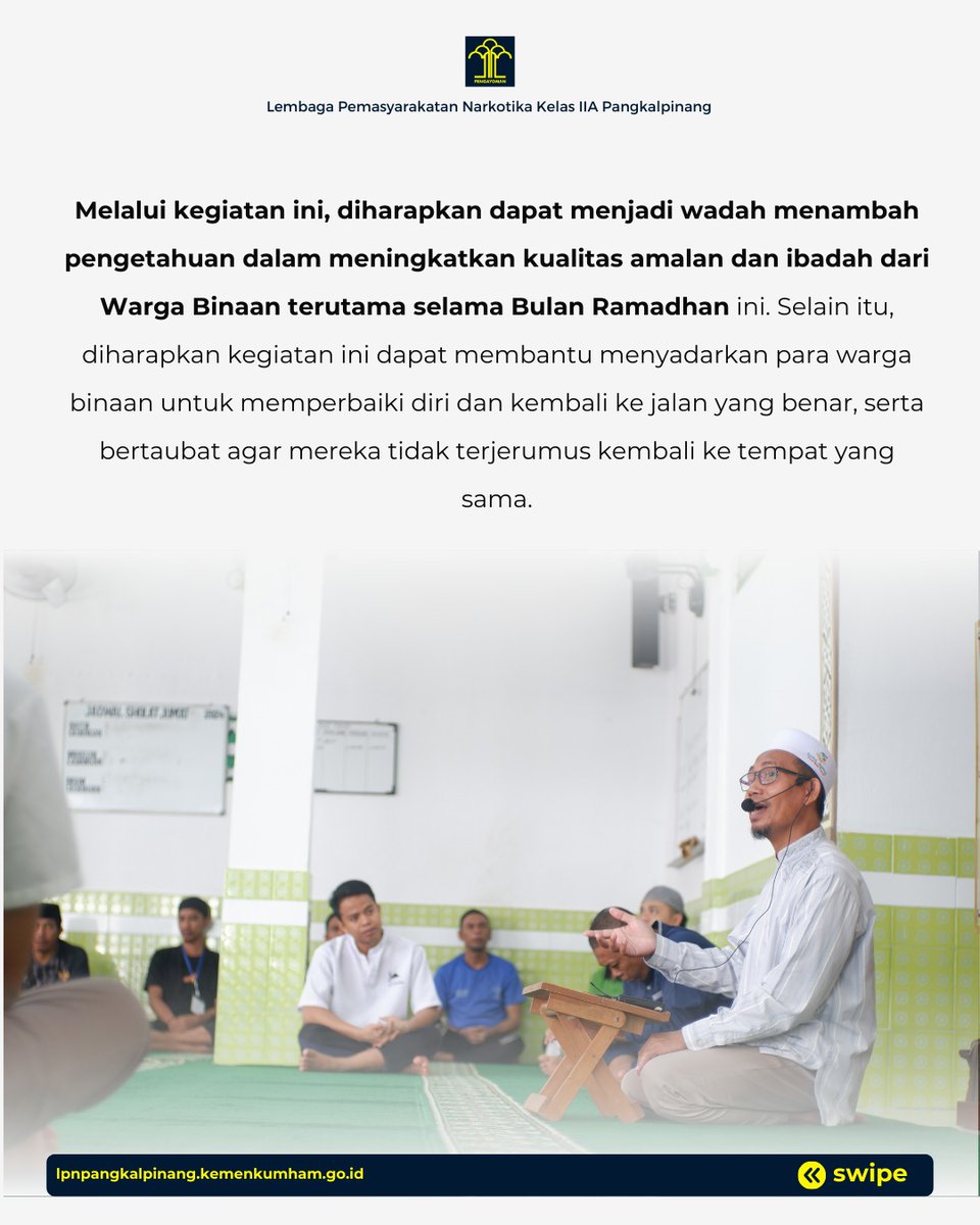 lpn_pkpinang's tweet photo. dan kembali ke jalan yang benar, serta bertaubat agar mereka tidak terjerumus kembali ke tempat yang sama.
@kumham_babel
@lpn_pkpinang
Harun Sulianto
Lapas Narkotika Pangkalpinang
#kumham_babel
#LapasNarkotikaPangkalpinang https://t.co/uXjV67geKB