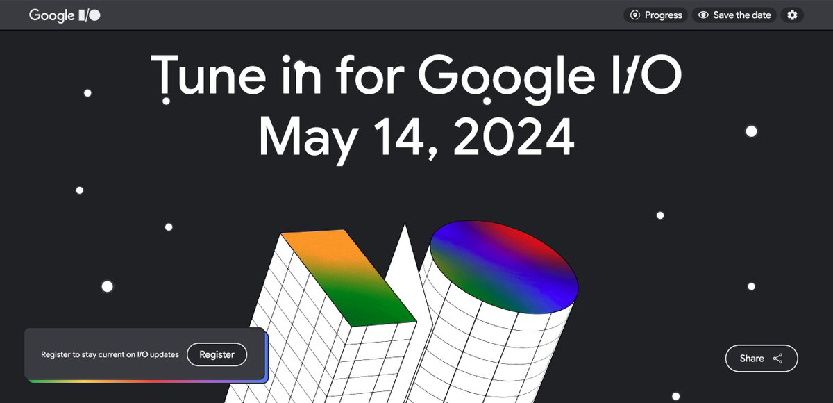 Google I/O 2024 takes place on May 14! #GoogleIO