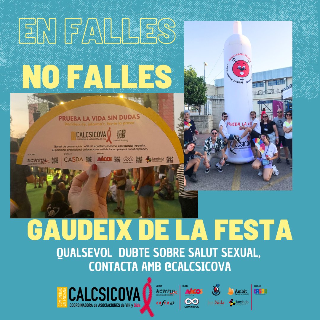 calcsicova's tweet photo. 🎉LA FESTA DE TOTES
➡️Per unes falles #diverses, lliures de #masclisme, #LGTBIfòbia i #serofòbia.
💥GAUDEIX DE LA FESTA
➡️Si tens qualsevol dubte sobre #SalutSexual, contacta'ns. #ProvaLaVidaSenseDubtes🌈
https://t.co/yOpNQifyD4
#Falles2024 #Sensibilització #Prevenció https://t.co/sGhyToN3RK
