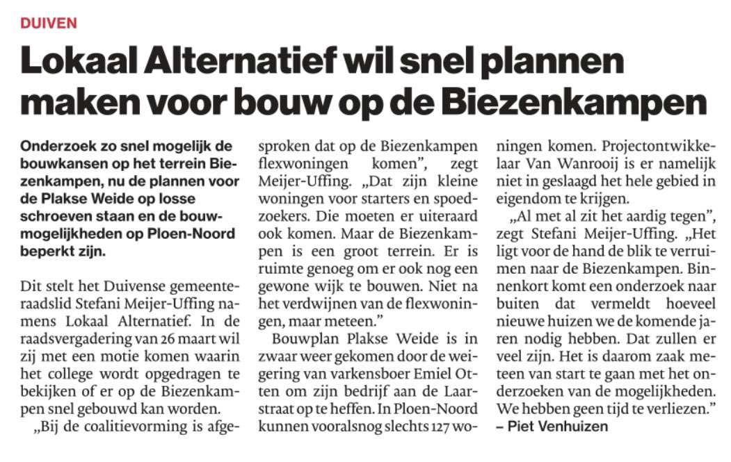 PlakseW's tweet photo. “Onderzoek zo snel mogelijk de bouwkansen op het terrein Biezenkampen, nu de plannen voor de #plakseweide op losse schroeven staan en de bouwmogelijkheden op Ploen-Noord beperkt zijn.”👇 https://t.co/pcpHV5bTZA