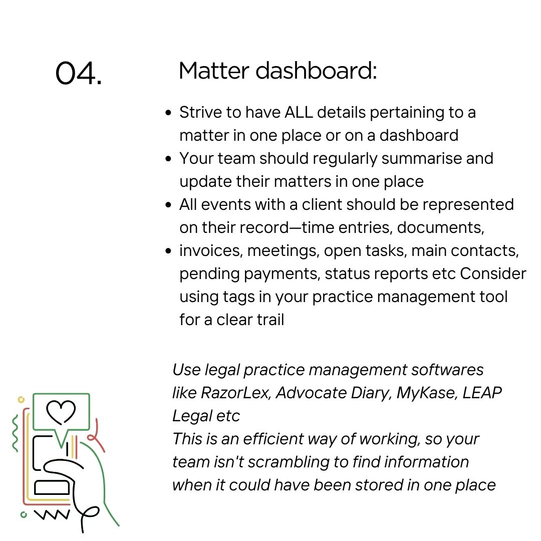 GreyTgm's tweet photo. Efficient matter management is necessary and requires establishing and adhering to processes.
When setting up these processes for your firm, it's important to ensure they (1) are not overly lengthy and (2) capture the right information https://t.co/9mMWgE3jtC