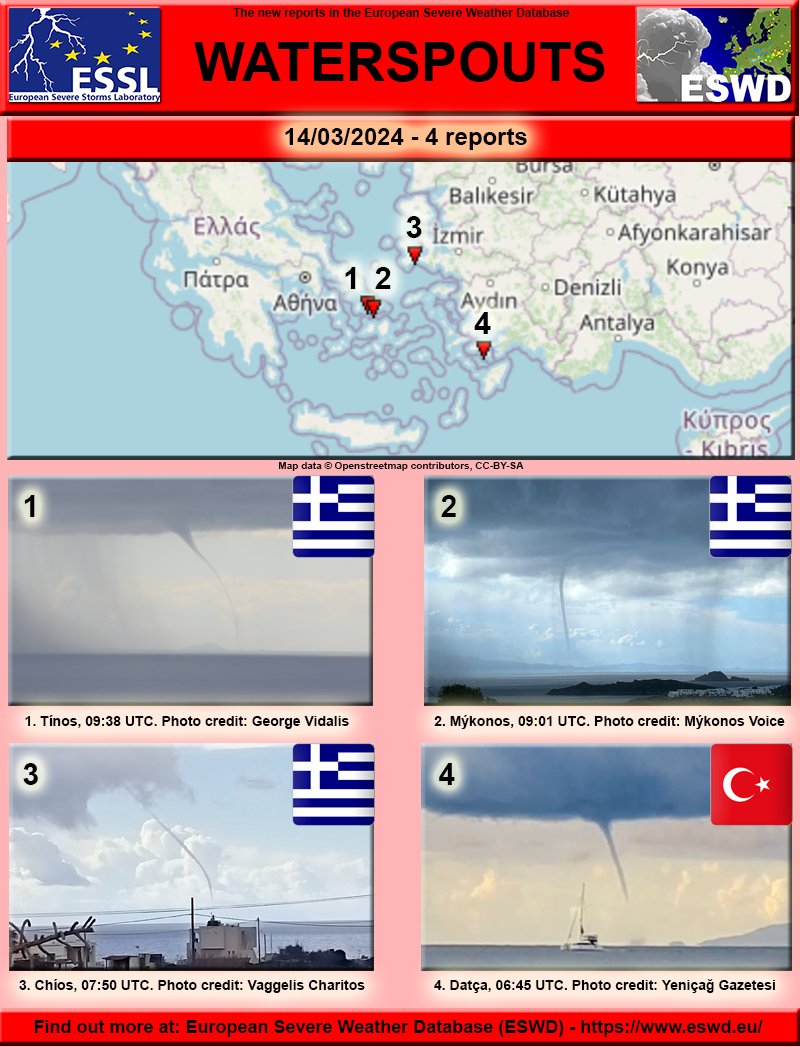 igolask's tweet photo. 🌪️14/03/2024 - At least 4 waterspouts were recorded yesterday in the Aegean Sea area in #Greece and #Turkey.
@ICWR @PavanFederico00 @Stavros_Dafis @lifomag @PapavasileiouWX @meteogr @MeteorolojiBey @meteogreen @havamedyaa #waterspout #eswd #essl https://t.co/hnxzwmK2Pt