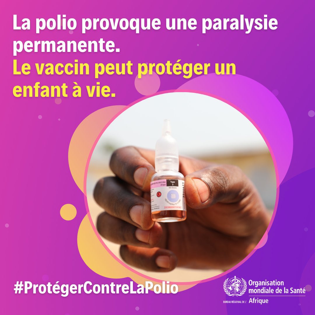Les vaccins sont essentiels à la santé tout au long de la vie, offrant une protection contre les maladies graves Chaque enfant de moins de 5 ans devrait être vacciné contre la #polio pour éviter : 🔸la paralysie 🔸des problèmes respiratoires 🔸le décès #LesVaccinsSontEfficaces