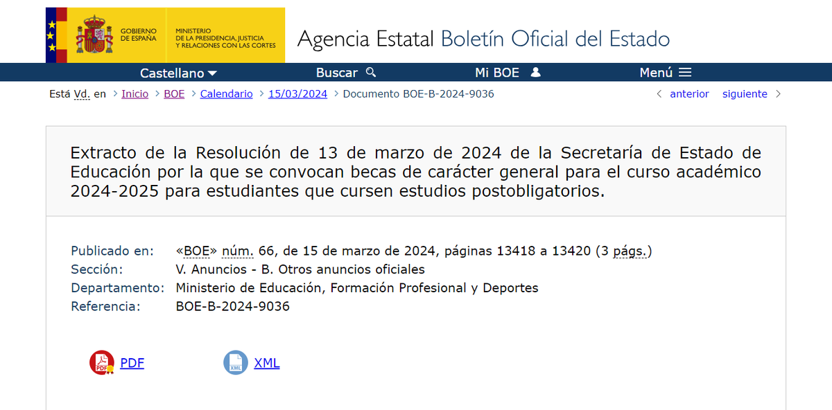 ‼️Ya en el #BOE las #becasMEC 2024!! El plazo se abre el martes 19 de marzo. Vamos a digerir tooooda la info y os damos los detalles.
+INFO: boe.es/diario_boe/txt…