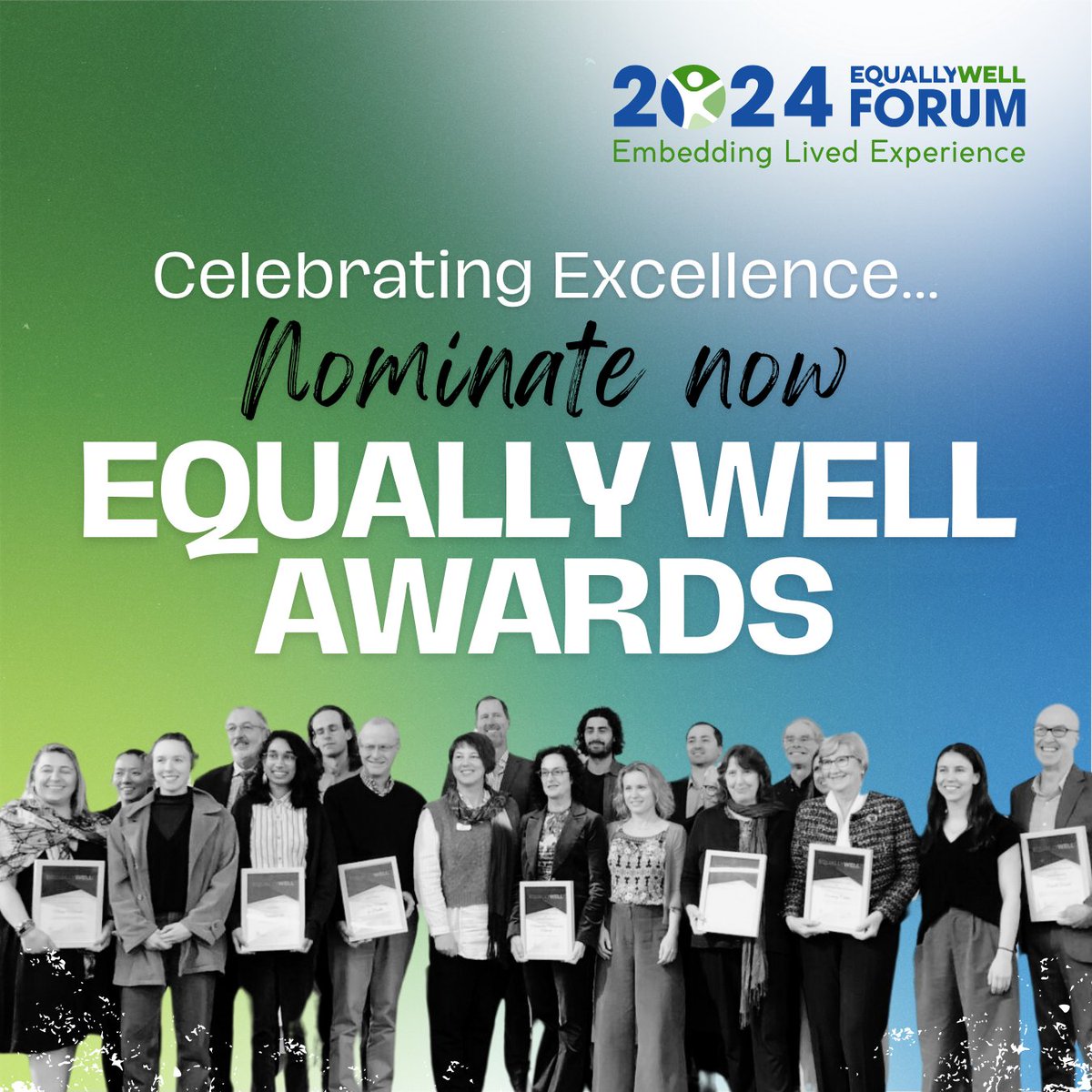 Join Us in Celebrating Excellence: Equally Well Achievement Awards 2024 Nominations are open! More info including categories, guidelines, and entries on our website. 🔗equallywell.org.au/2024-equally-w… Nominations close COB Friday, 05 April 2024.